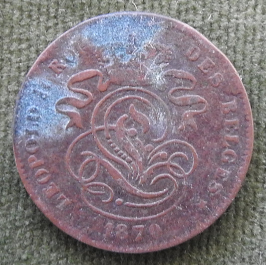 Belgium 1870 2 Centime Coin