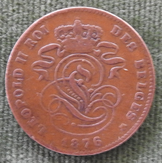 Belgium 1876 2 Centime Coin - Leopold II