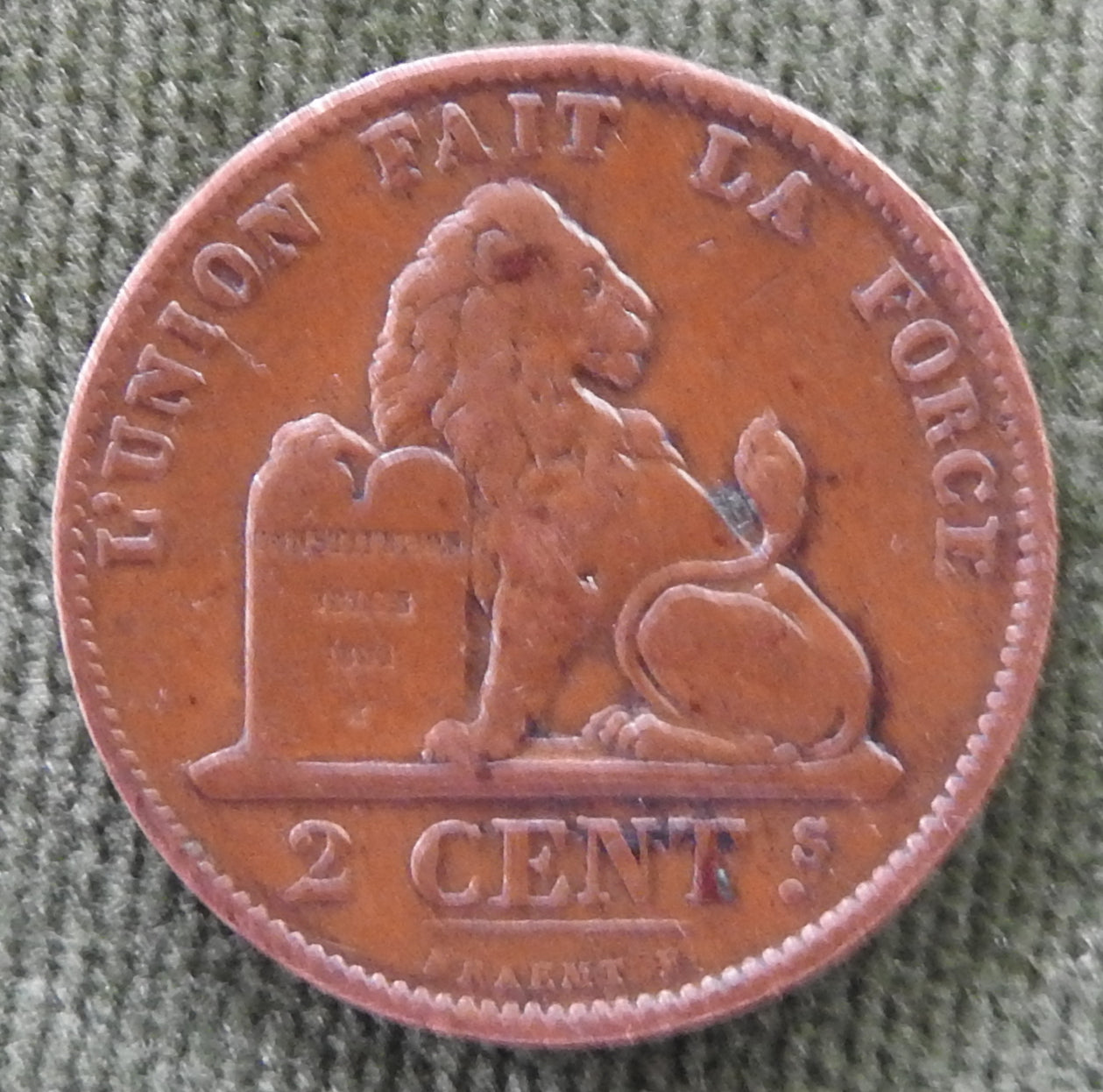 Belgium 1876 2 Centime Coin - Leopold II
