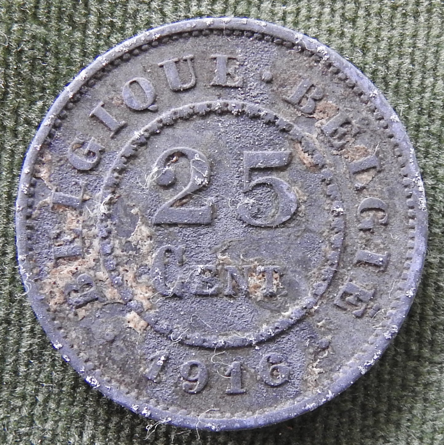 Belgium 1916 25 Centimes Coin German Occupation Currency