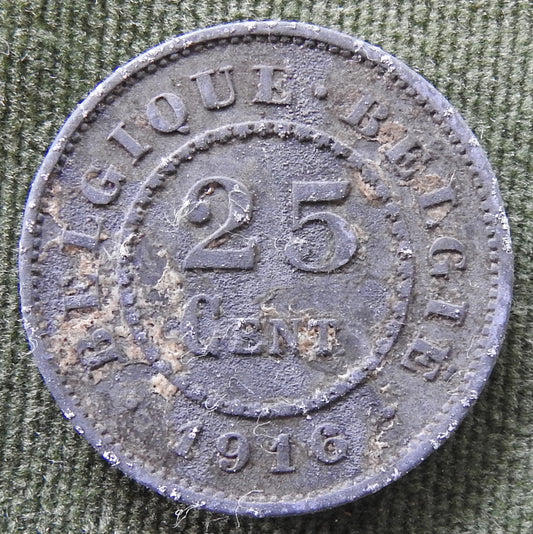 Belgium 1916 25 Centimes Coin German Occupation Currency