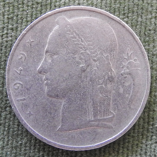 Belgium 1949 5 Franc Coin Head of Ceres - Dutch Text