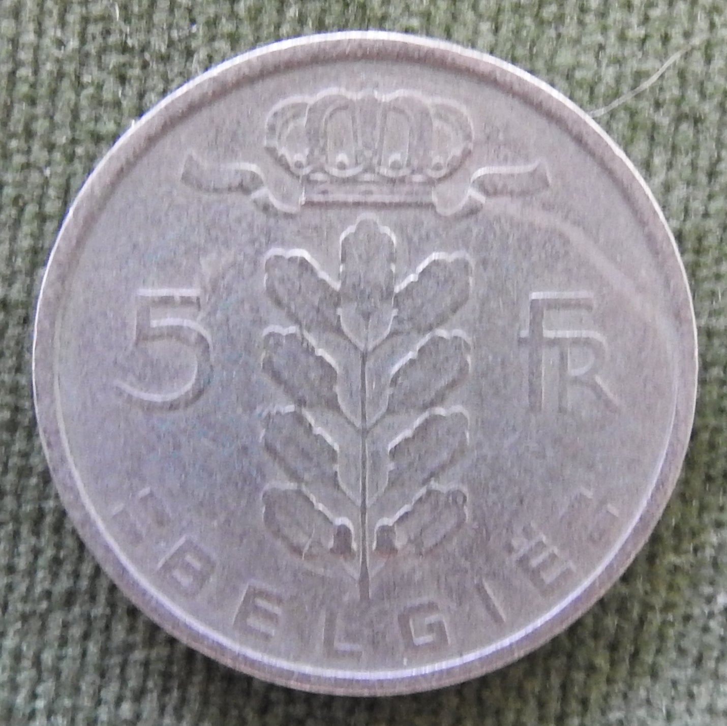 Belgium 1949 5 Franc Coin Head of Ceres - Dutch Text