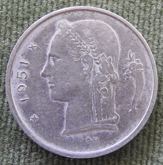 Belgium 1951 1 Franc Coin Head of Ceres - Dutch Text