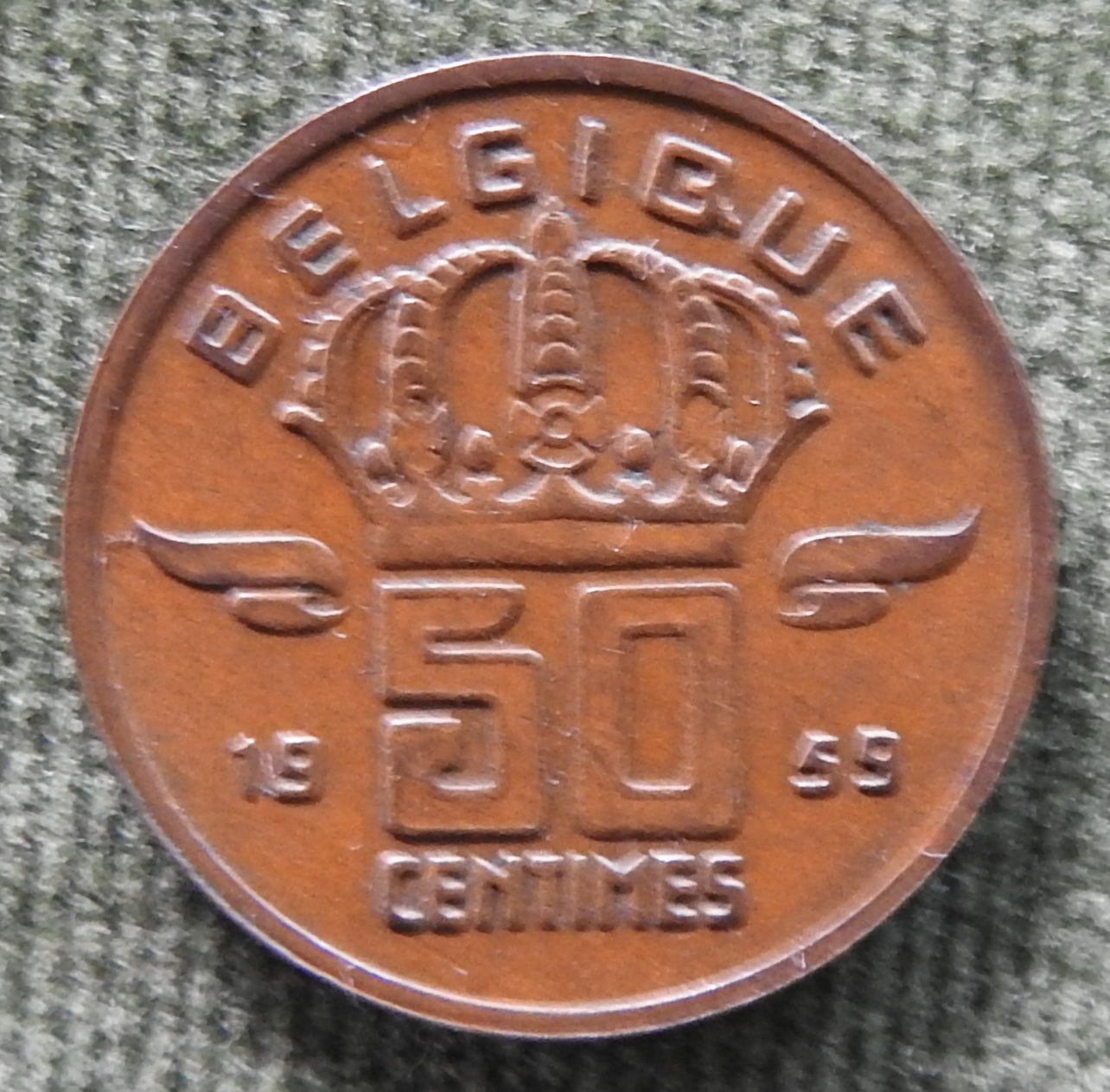 Belgium 1959 50 Centimes Miner Coin