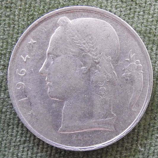 Belgium 1964 5 Franc Coin Head of Ceres - Dutch Text