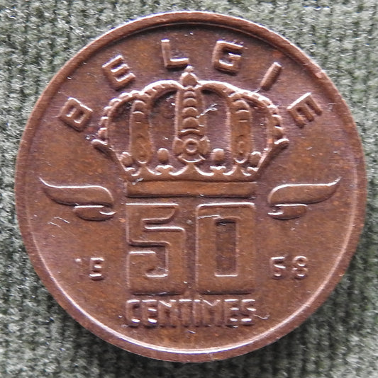 Belgium 1968 50 Centimes Coin Miner Dutch Text