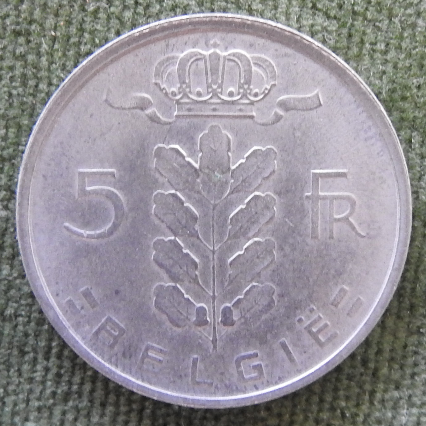 Belgium 1972 5 Franc Coin Head of Ceres - Dutch Text
