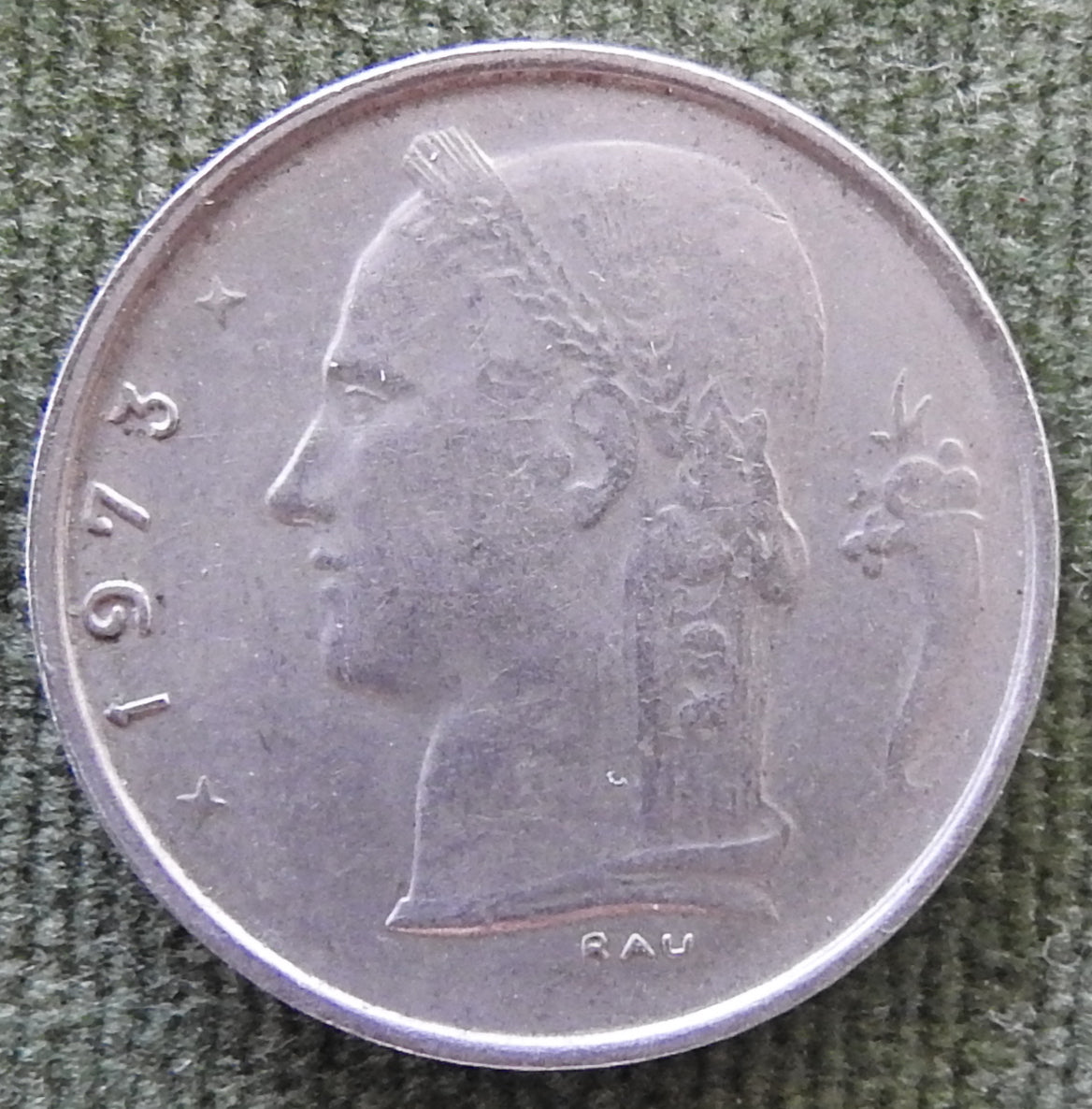 Belgium 1973 1 Franc Coin Head of Ceres - French Text