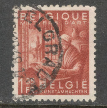 Belgium 1948 - 1949 1.35 Franc Brownish Red National Industry Metiers D'Art Stamp - Perfin: 11.5