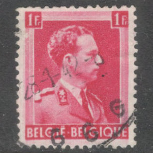 Belgium 1936 - 1939 1 Franc Carmine King Leopold Stamp - Perfin: 14.0x13.5