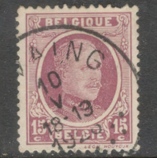 Belgium 1922 - 1925 15 Centime Purple King Albert Stamp - Perfin: 14.0