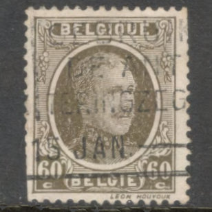 Belgium 1922 - 1925 60 Centime Brownish Olive King Albert Stamp - Perfin: 14.0