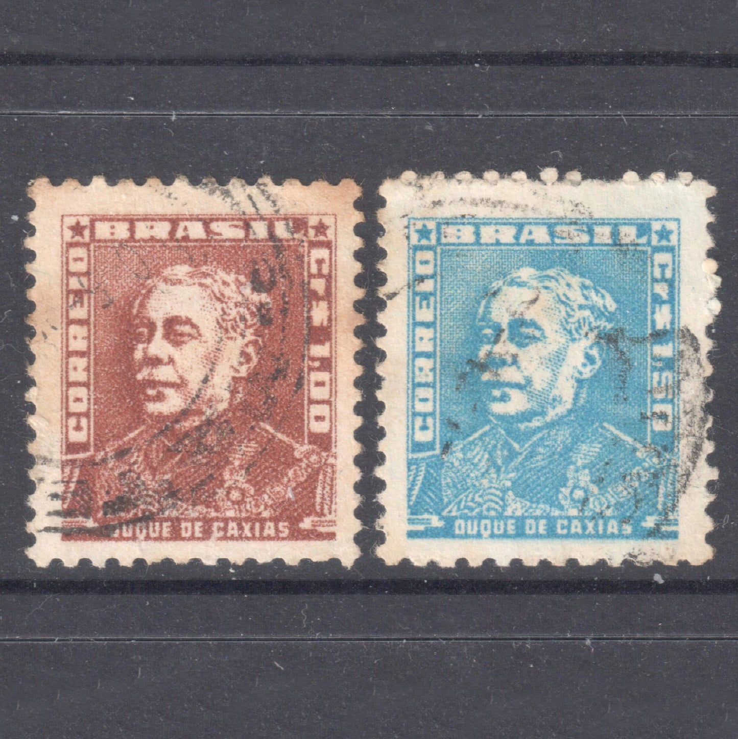 Brazil 1954 -1955 Personalities Stamp Group Luís Alves de Lima e Silva, the Duke of Caxias - Perfin:10.75x11.5