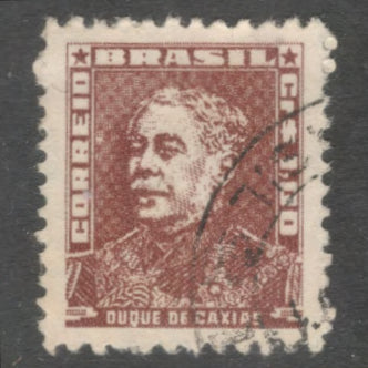 Brazil 1955 - 1964 1.00 CR Brown Personalities Luís Alves de Lima e Silva Stamp - Perfin: 11.0x11.5