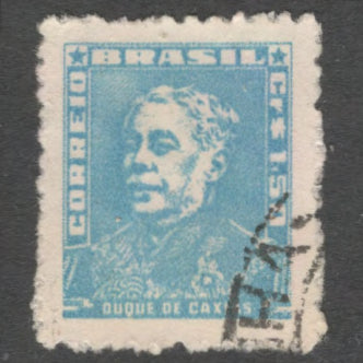 Brazil 1954 - 1955 1.50 CR Light Blue Personalities Luís Alves de Lima e Silva Stamp - Perfin: 10.75x11.5