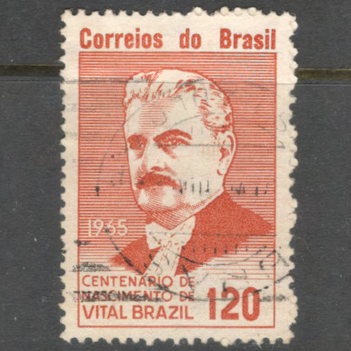 Brazil 1965 120 CR Reddish Orange 100th Anniversary of the Birth of Vita Brazil 1865-1950 Stamp - Perfin: 11.5