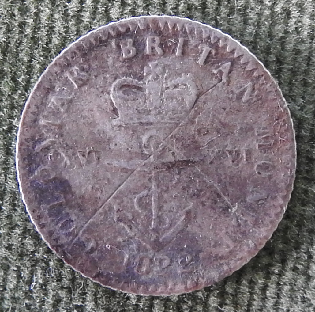 British West Indies 1822 Anchor Money 1/16 Dollar Silver Sixteenth Dollar Coin