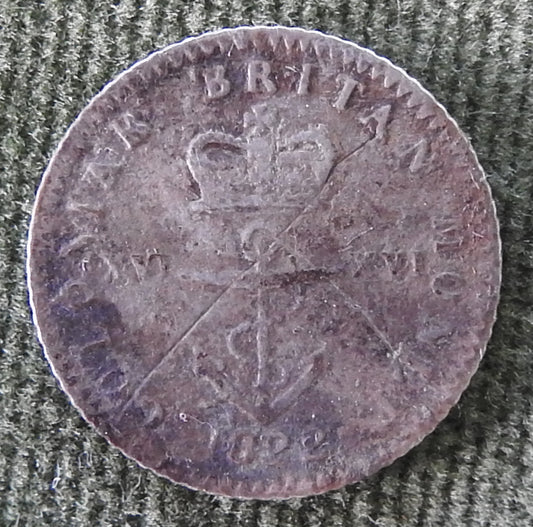 British West Indies 1822 Anchor Money 1/16 Dollar Silver Sixteenth Dollar Coin