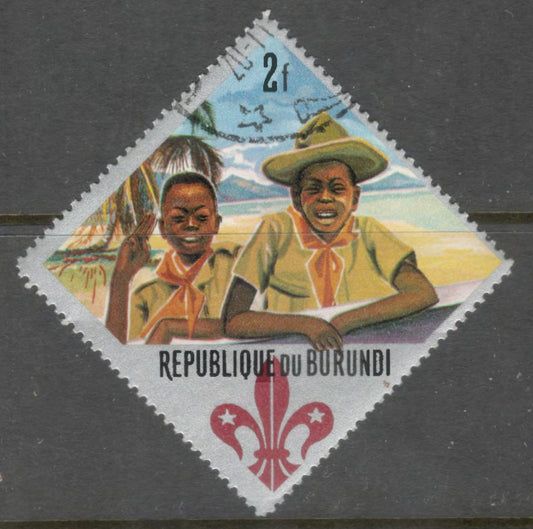 Burundi 1967 2 Franc Multicoloured 60th Anniversary of Scout Movement and World Scout Jamboree Idaho USA Stamp - Perfin: 13.5