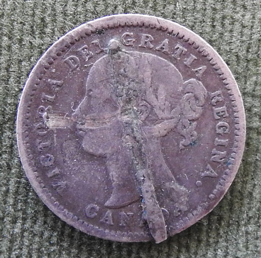 Canada 1858-1901 5 Cent Queen Victoria Silver Coin - Altered And Engraved
