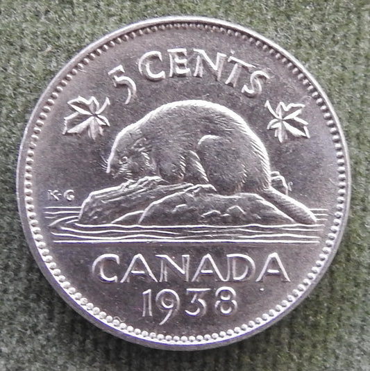 Canada 1938 5 Cent King George VI Coin