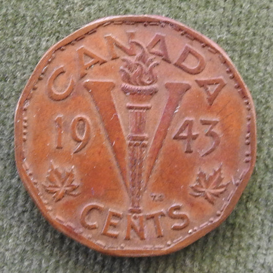 Canada 1943 5 Cent Victory King George VI Coin