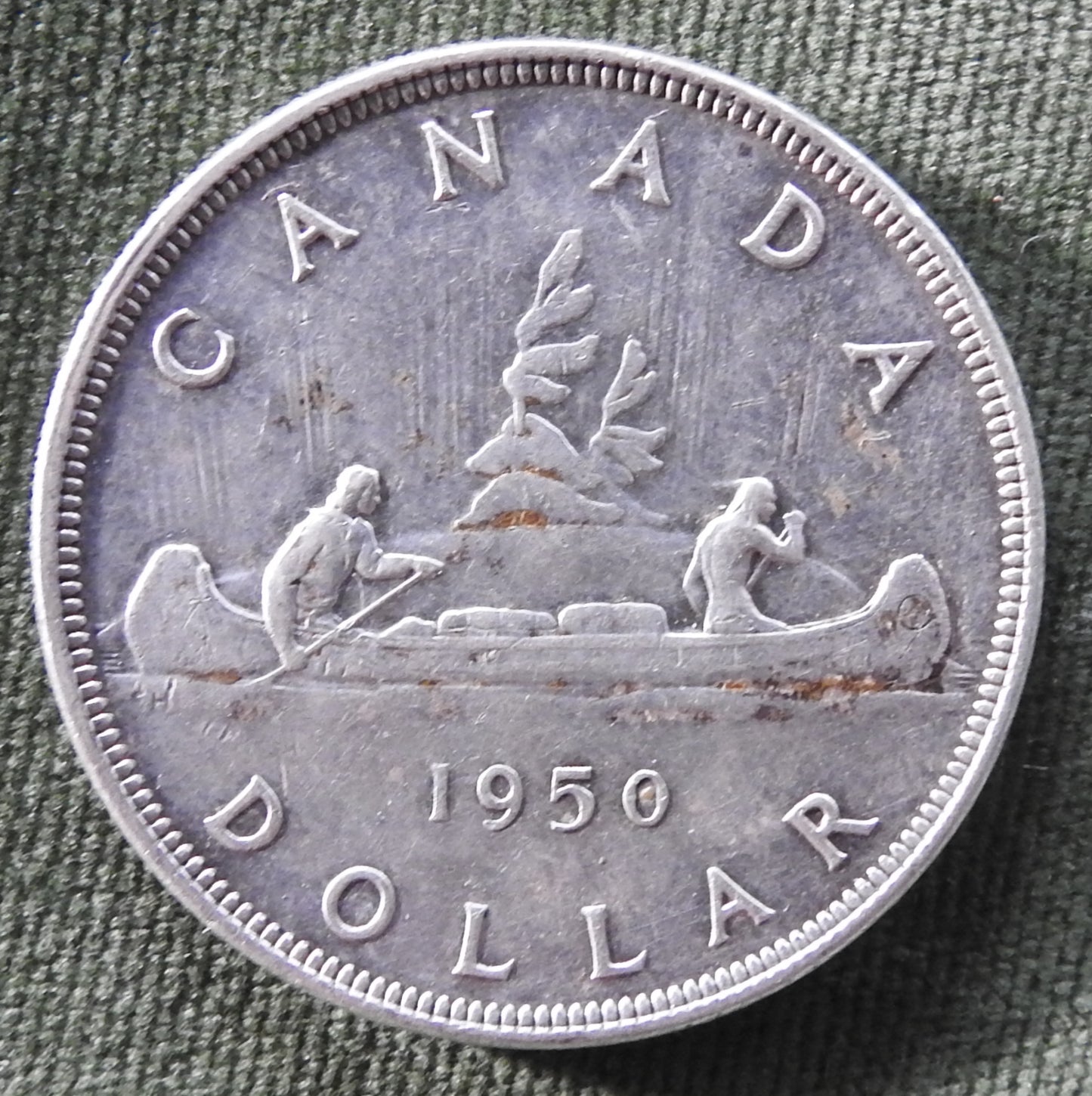 Canada 1950 1 Dollar Voyageur King George VI Silver Coin