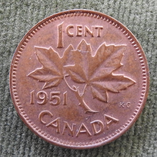 Canada 1951 1 Cent King George VI Coin