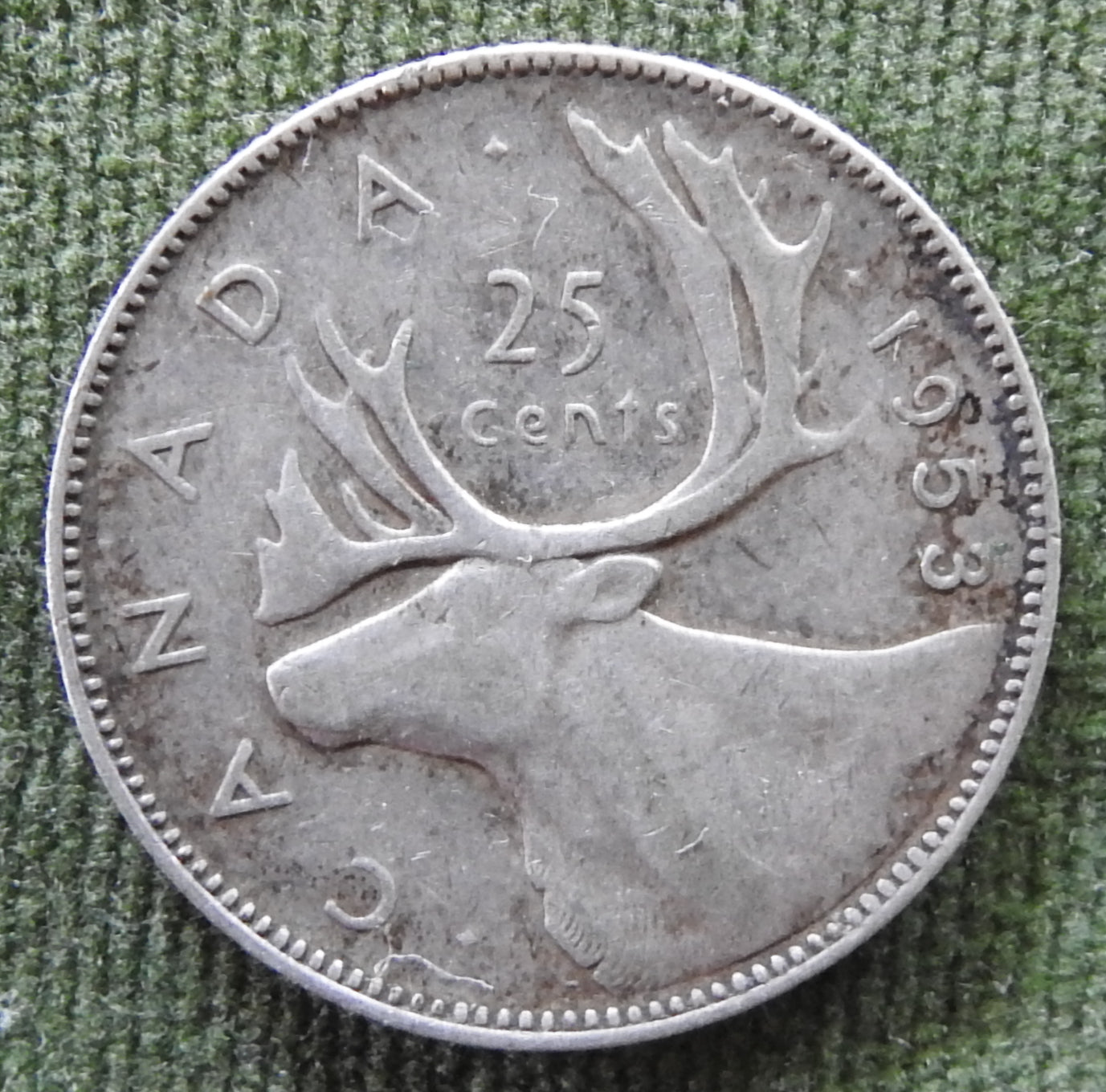 Canada 1953 25 Cent Silver Queen Elizabeth II Coin
