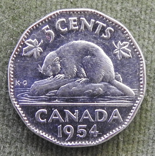 Canada 1954 5 Cent Queen Elizabeth II Coin