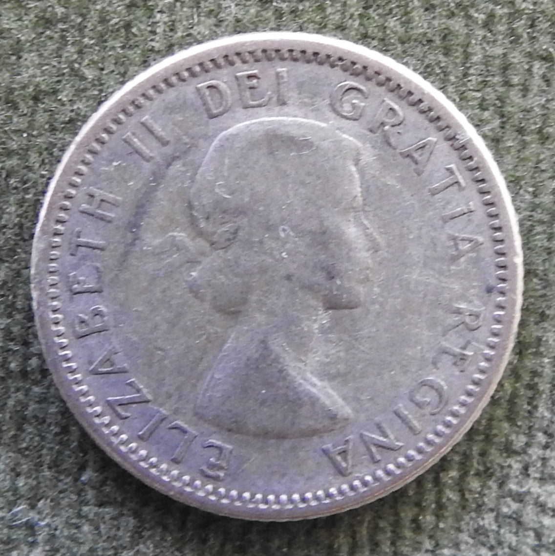 Canada 1956 10 Cent Bluenose Under Sail Queen Elizabeth II Silver Coin