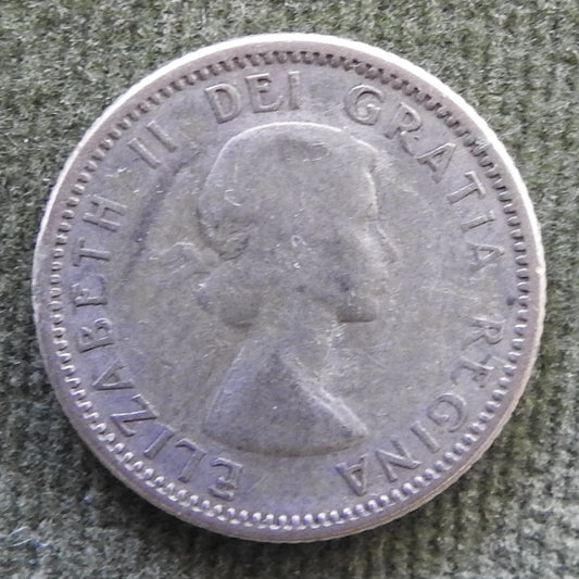 Canada 1956 10 Cent Bluenose Under Sail Queen Elizabeth II Silver Coin