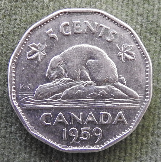 Canada 1959 5 Cent Queen Elizabeth II Coin