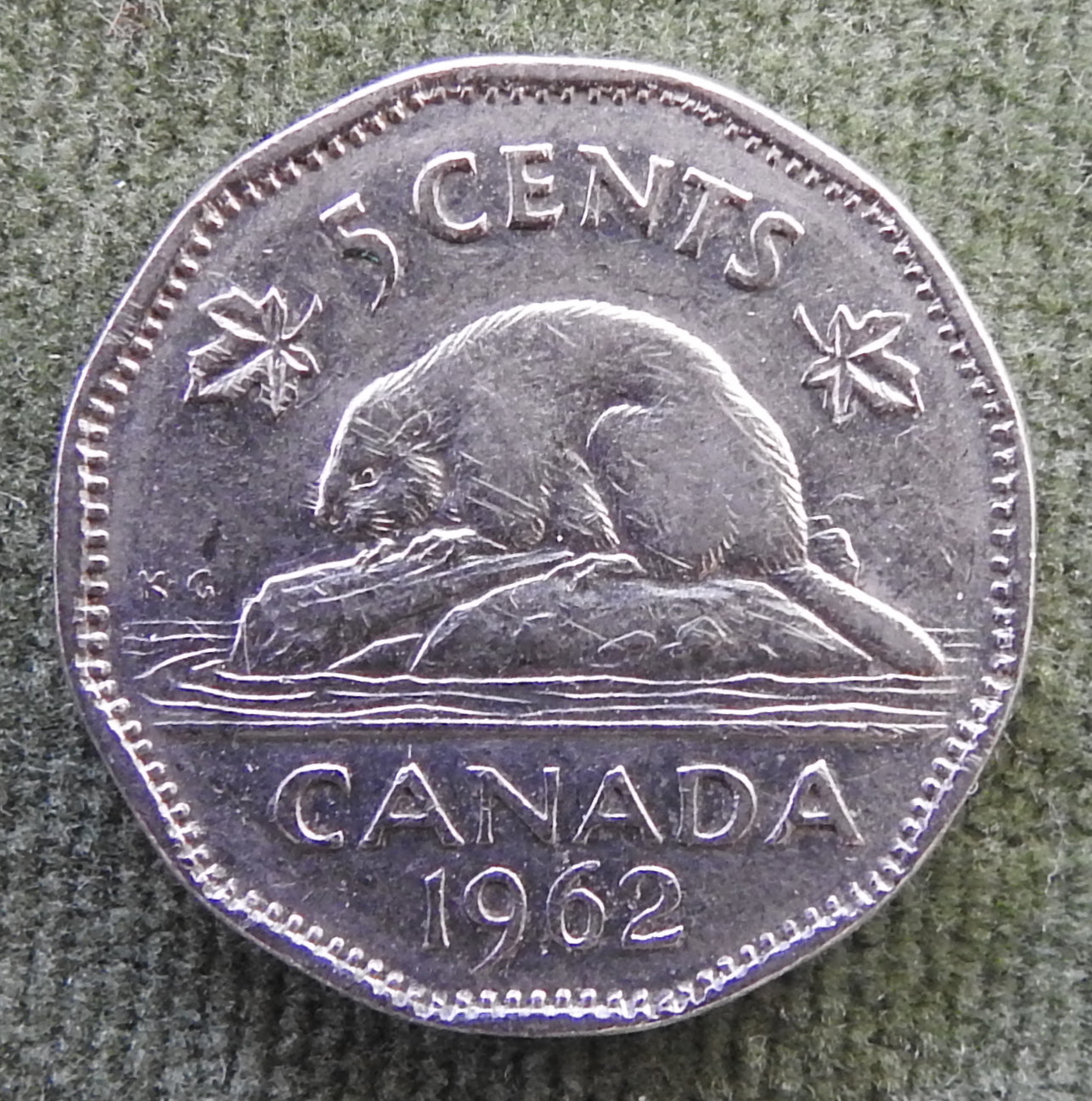 Canada 1962 5 Cent Coin Queen Elizabeth II North American Beaver