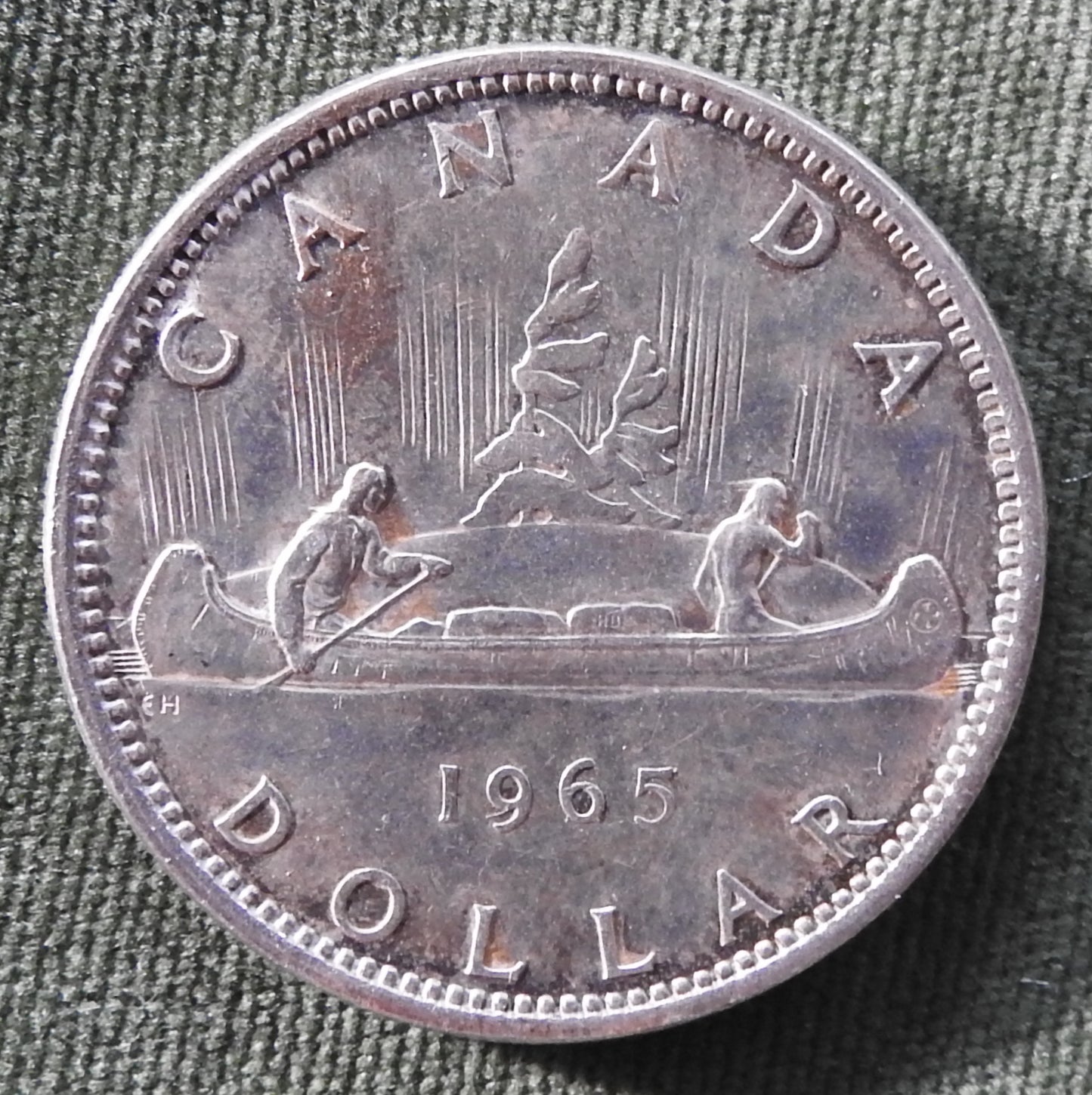 Canada 1965 1 Dollar Voyageur Queen Elizabeth II Silver Coin