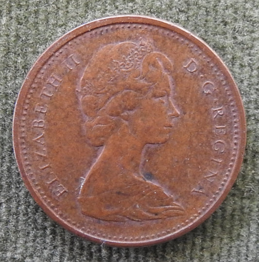 Canada 1966 1 Cent Maple Leaf Queen Elizabeth II Coin