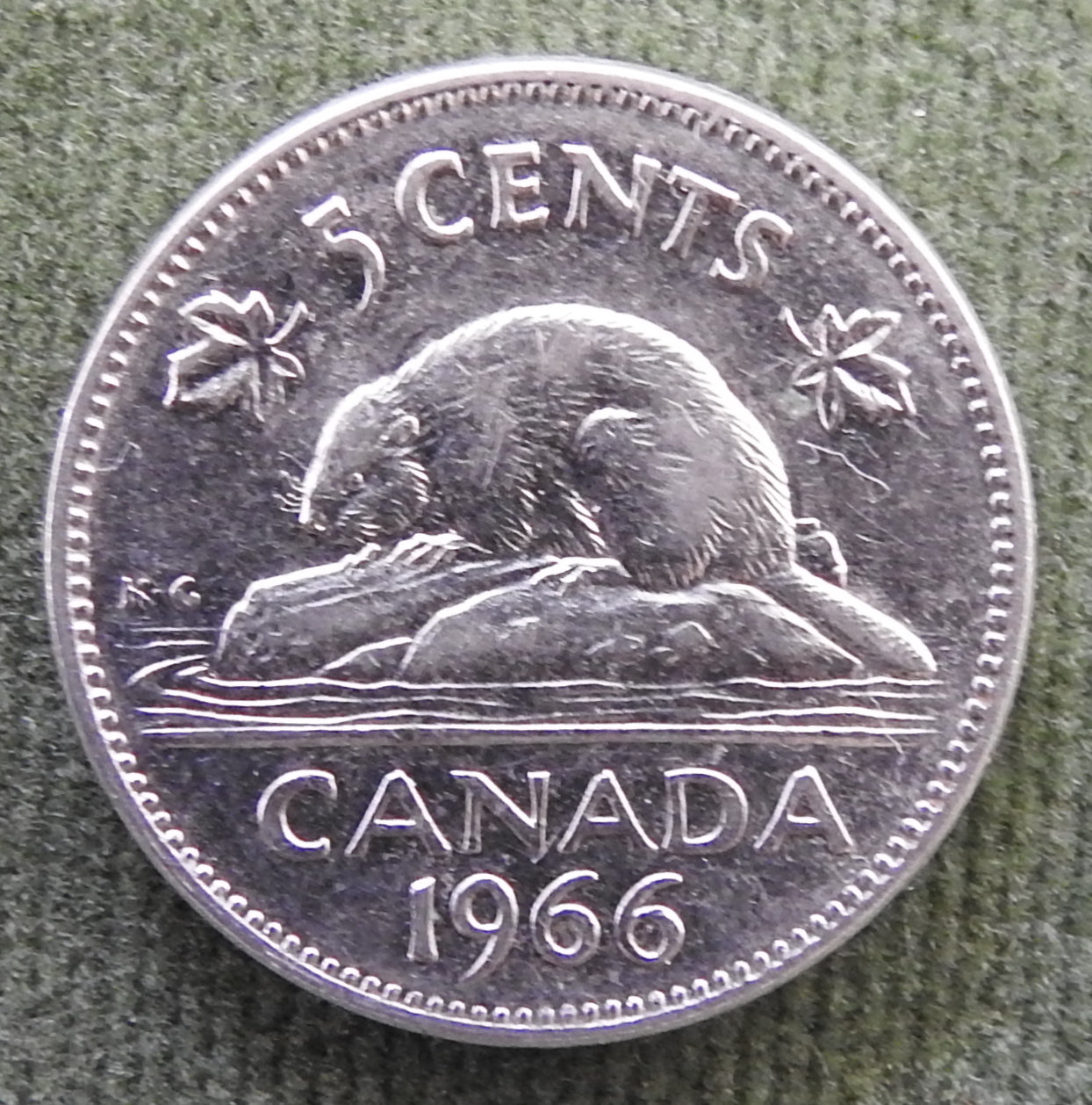 Canada 1966 5 Cent Coin Queen Elizabeth II North American Beaver