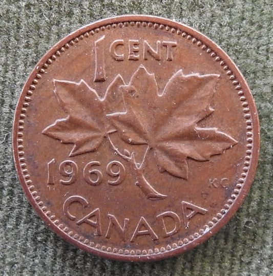 Canada 1969 1 Cent Coin Queen Elizabeth II Maple Twig