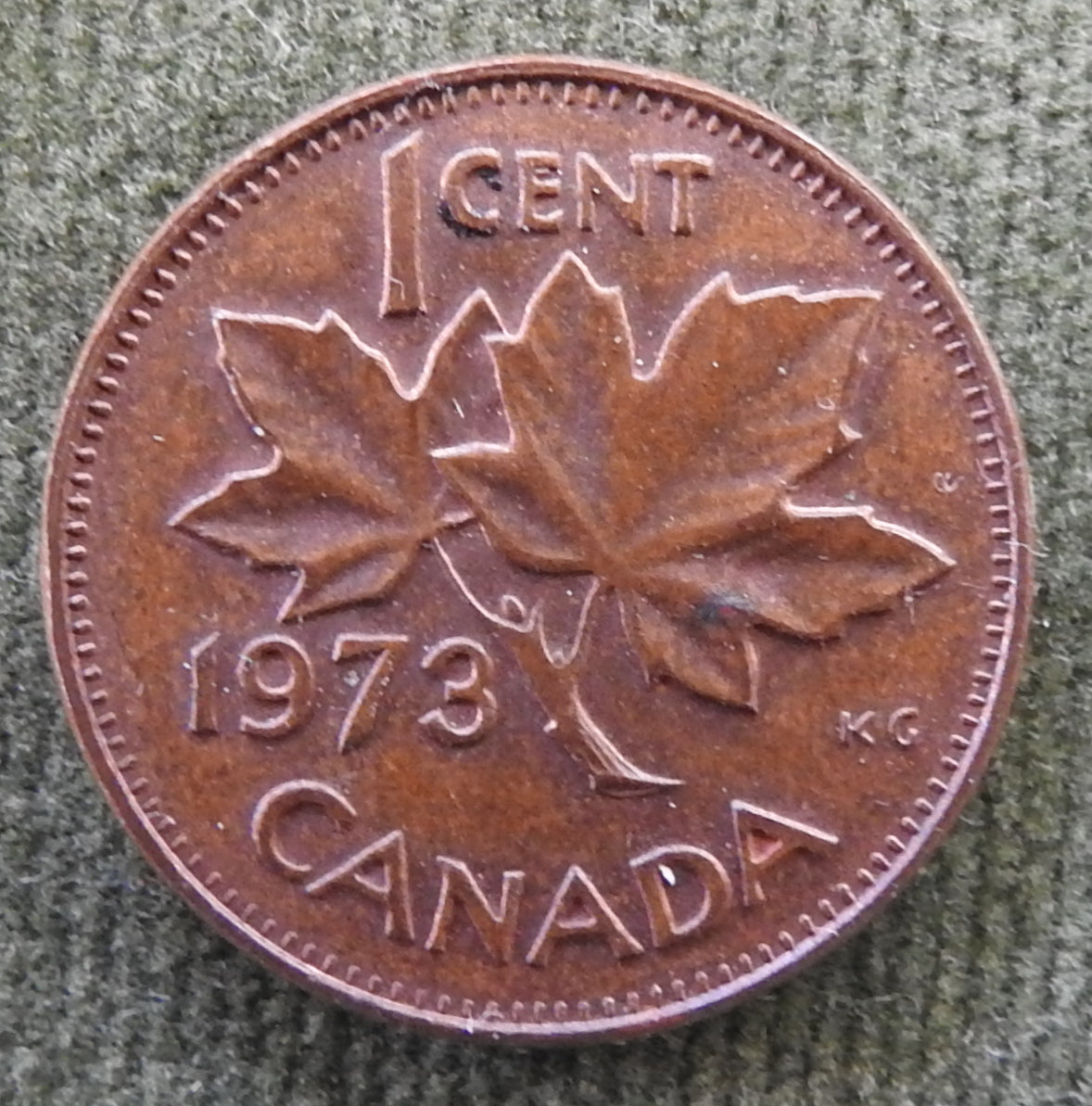 Canada 1973 1 Cent Maple Leaf Queen Elizabeth II Coin