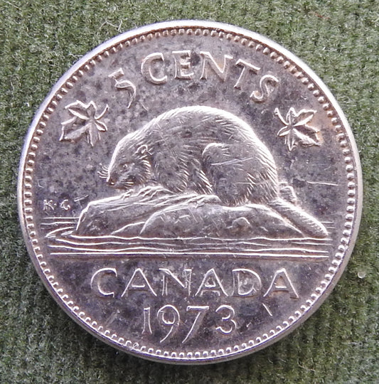 Canada 1973 5 Cent Coin Queen Elizabeth II North American Beaver