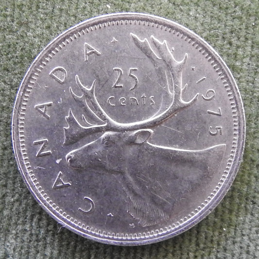Canada 1975 25 Cent Caribou Queen Elizabeth II Coin