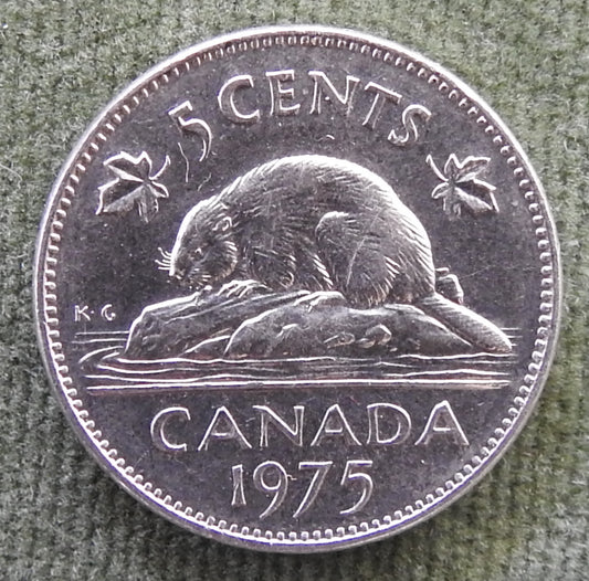 Canada 1975 5 Cent Coin Queen Elizabeth II North American Beaver