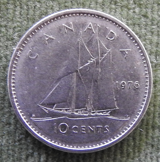 Canada 1976 10 Cent Bluenose Under Sail Queen Elizabeth II Coin
