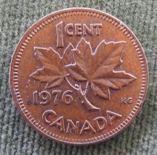 Canada 1976 1 Cent Coin Queen Elizabeth II Maple Twig