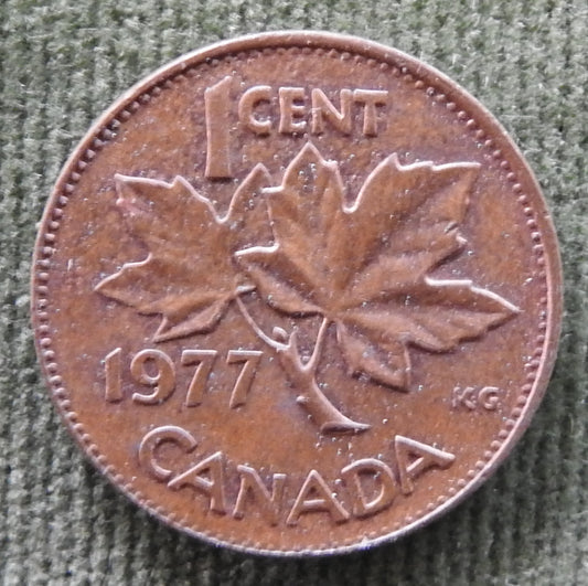 Canada 1977 1 Cent Coin Queen Elizabeth II Maple Twig
