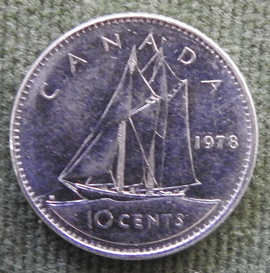 Canada 1978 10 Cent Coin Queen Elizabeth II Bluenose Under Sail