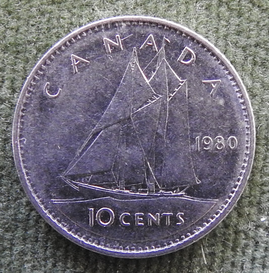 Canada 1980 10 Cent Queen Elizabeth II Coin