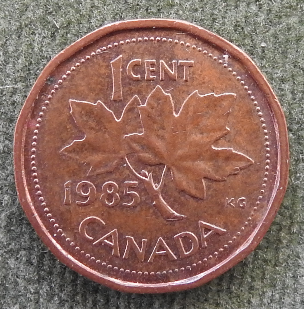 Canada 1985 1 Cent Maple Leaf Queen Elizabeth II Coin