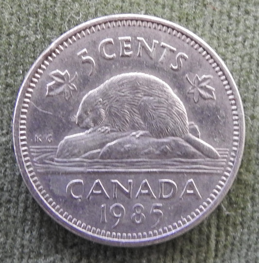 Canada 1985 5 Cent Coin Queen Elizabeth II North American Beaver